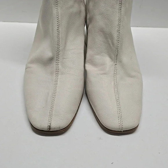 {Zara} Ecru Leather Zippered Boots - Size 39 - Picture 4 of 10